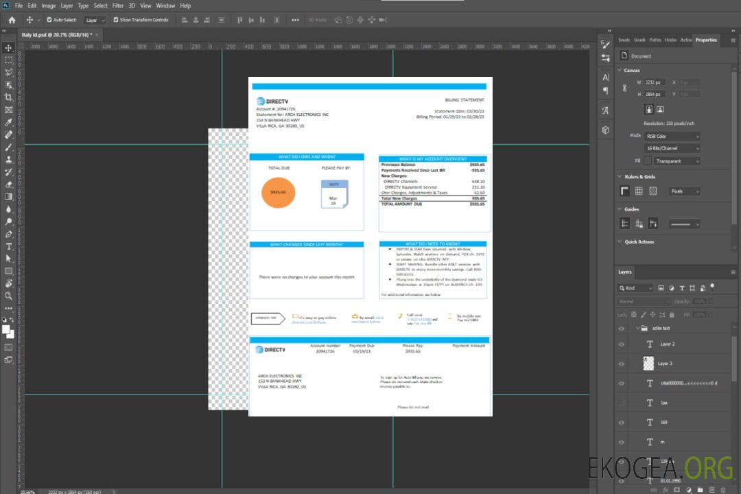 Facture commerciale de services publics de California Directv, SCR template Facture commerciale de services publics de California Directv, SCR template